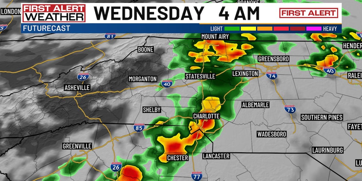 Severe Weather Alert: Overnight Storms Predicted For Charlotte, Cooler Temperatures To Follow